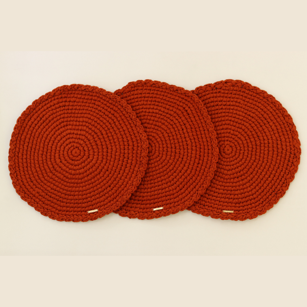 Set de Individuales de crochet - Terracota